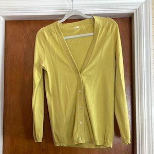 J Crew size M cardigan with cute buttons. Color is yellowish/light green